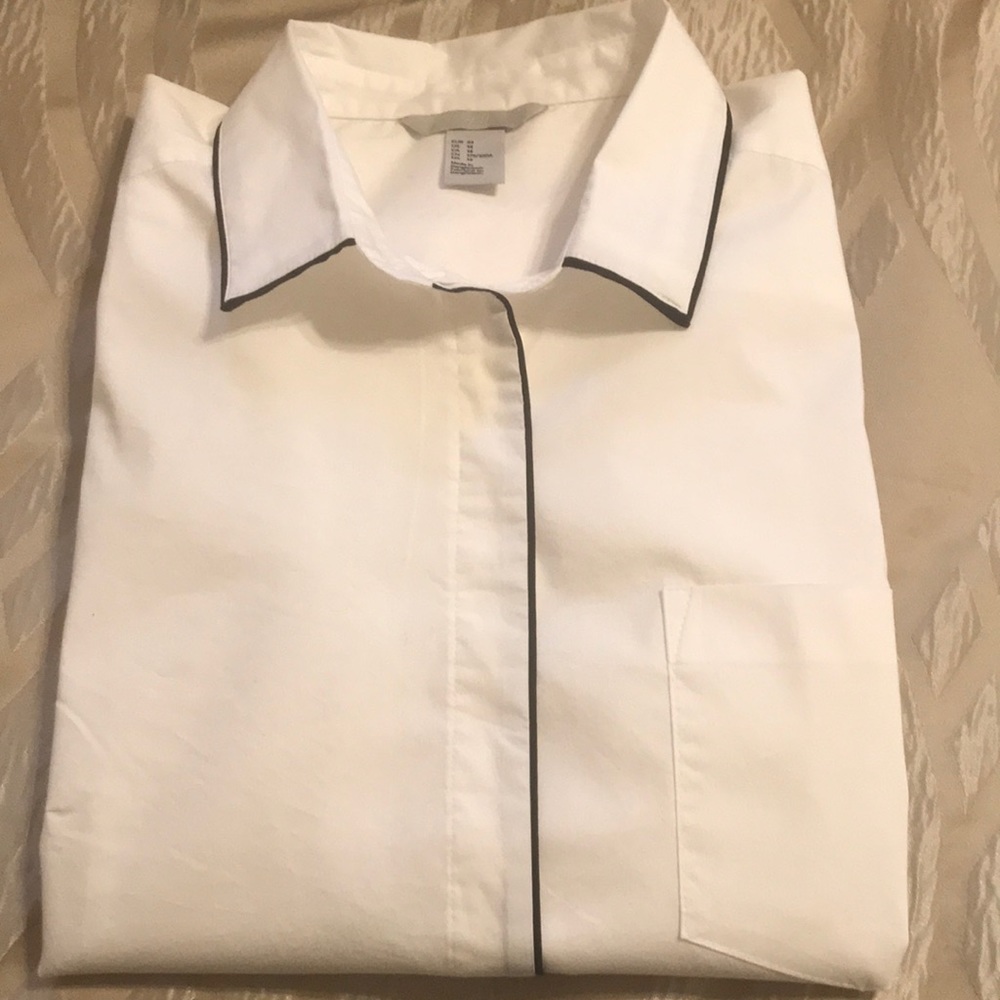 H&M pure white women office dress shirt